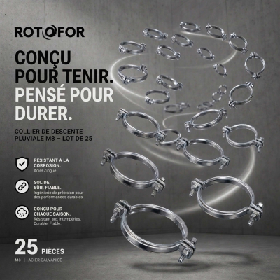 25 Colliers de Descente de Pluie - M8