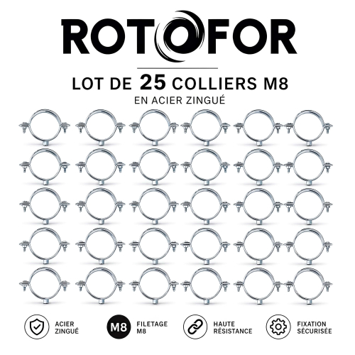 25 Colliers de Descente de Pluie - M8