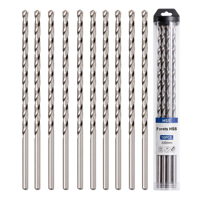 10 Forets HSS (pour acier/metal) 300X en tube accrochable
