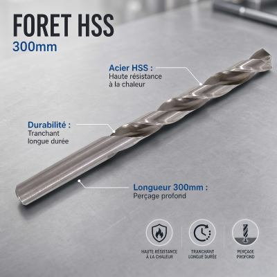 10 Forets HSS (pour acier/metal) 300X en tube accrochable