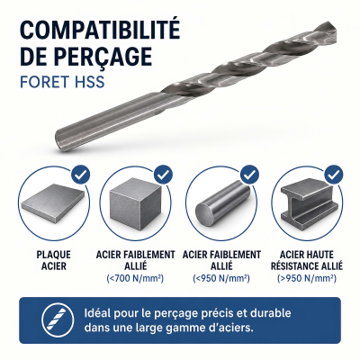 10 Forets HSS (pour acier/metal) 300X en tube accrochable