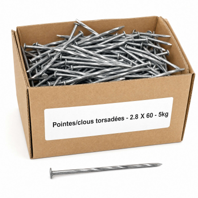 Pointes/clous torsadées 2.8 X 60 5kg