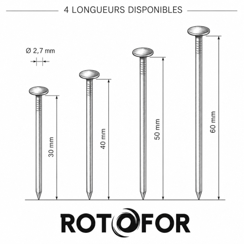 50 Clous Calotins - diamètre 2,7 mm