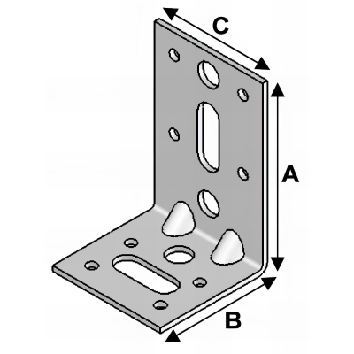 Equerre avec renforts (H x L x l x ép) 85 x 55 x 55 x 2,5 mm - AL-ER08050525 - Alsafix 2