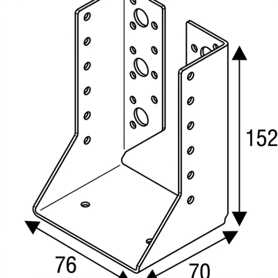 Sabot de charpente à ailes intérieures (P x l x H x ép) 70 x 76 x 152 x 2,0 mm - AL-SI076152 - Alsafix 2