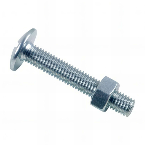 Boulon poêlier tête ronde large fendue en croix 8 x 40 mm Zingué - Boite de 100 pcs