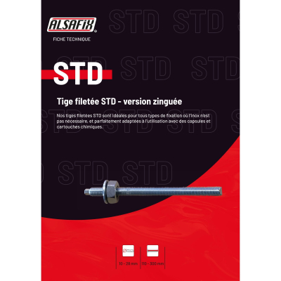 10 tiges filetées zinguées avec écrou et rondelle STD M10 x Lt. 140 mm - PO32110 - Alsafix 2