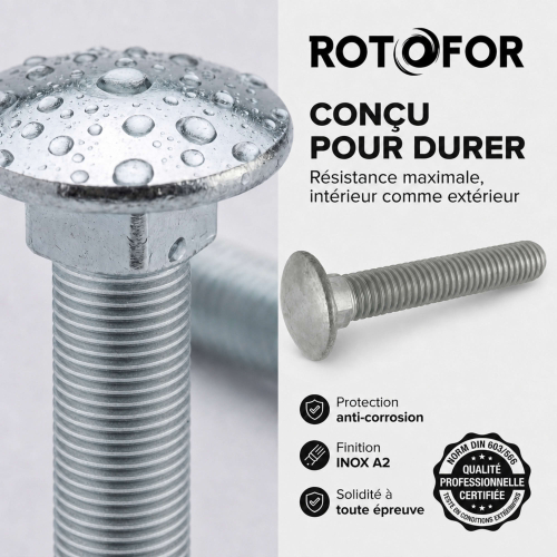 25 Vis tête ronde collet carré DIN603 inox A2 6.0 X 80