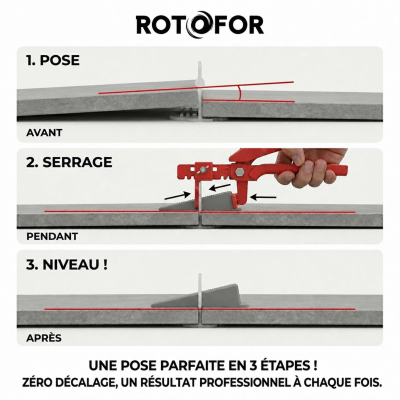 Lot de 100 croisillons autonivelants pour carrelage de 3 mm à 12 mm