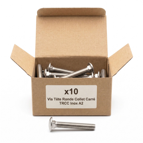 10 Vis tête ronde collet carré DIN603 inox A2 - diamètre 10 mm