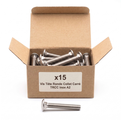 15 Vis tête ronde collet carré DIN603 inox A2 - diamètre 10 mm