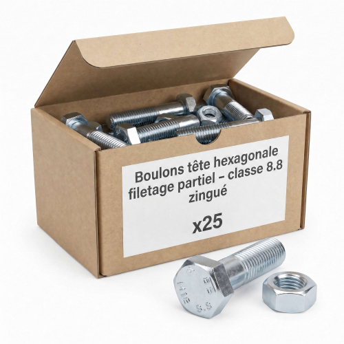 25 Boulons - SB 8,8 EN15048 zingués - diamètre 14 mm