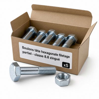 5 Boulons - SB 8,8 EN15048 zingués - diamètre 24 mm