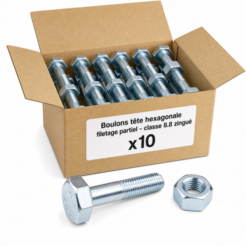 10 Boulons SB 8,8 EN15048 zingués - diamètre 24 mm