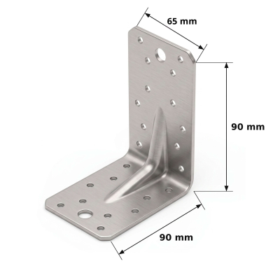 50 équerres INOX avec renforts 90 x 90 x 65 x 2,5 mm
