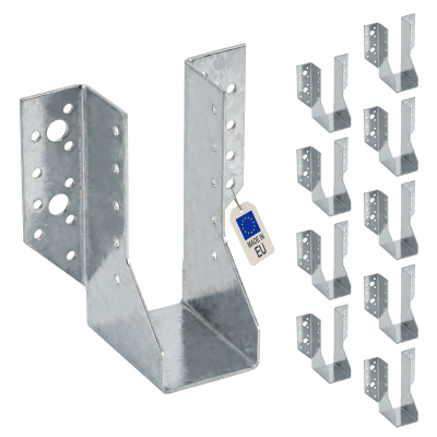 10 Sabots de charpente à ailes extérieures Connecteurs de poutres - Acier galvanisé - Larg 51 x Ht 137 mm - Fabriqué en Europe