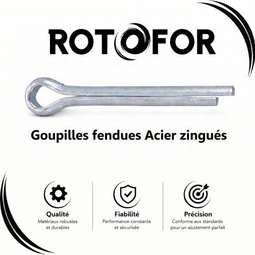 200 Goupilles fendues Acier zingués DIN94 - diamètre 3,2 mm