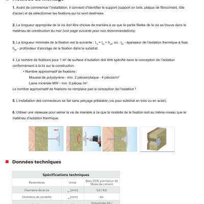 100 rondelles d'isolations KC D. 90 mm pour vis VBF ou cheville NFA - KC90 - Alsafix