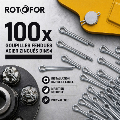 100 Goupilles fendues Acier zingués DIN94 - diamètre 10 mm