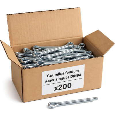 200 Goupilles fendues Acier zingués DIN94 - diamètre 4 mm
