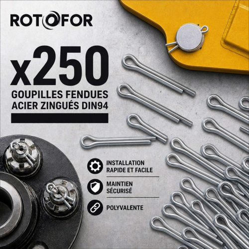 250 Goupilles fendues Acier zingués DIN94 - diamètre 5 mm