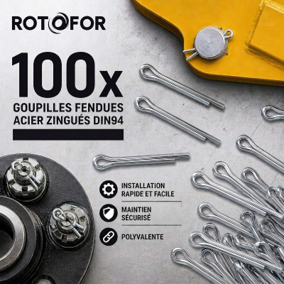 100 goupilles fendues acier zingués DIN94 4.5x 50