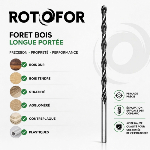 Forets à Bois Série longue longueur 240 mm