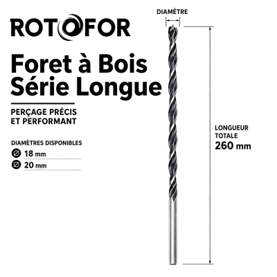 Forets à Bois Série longue longueur 260 mm 2