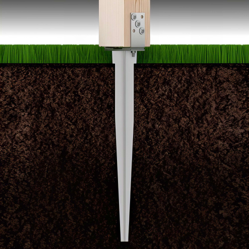 Pied de poteau en U zingué à enfoncer - Largeur réglable de 0 à 120 mm - 0-120 x 65 x 700 x 2,0 mm