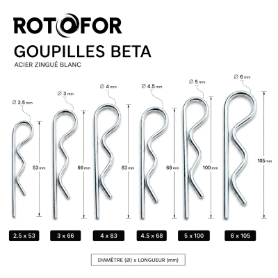 50 goupilles beta acier zingués blanc 2
