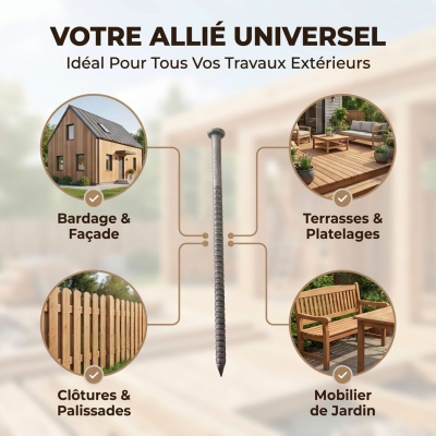 Pointes / Clous annelés tête bombée Inox A2 - Diam 2.5 mm - 1kg (environ 500-700 pcs)