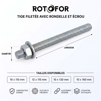 10 Tiges pour Scellement Chimique 5,8 acier Zn - diamètre 10 mm 2