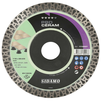 Disque diamant PRO CÉRAM D. 115 x 22,23 x H 10 mm Grès céram / dalle - 11130027 - Sidamo