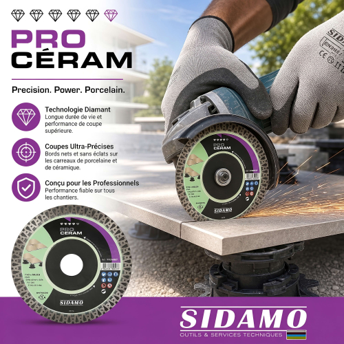 Disque diamant PRO CÉRAM D. 115 x 22,23 x H 10 mm Grès céram / dalle - 11130027 - Sidamo