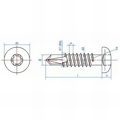 100 Vis autoperceuses tête bombée zinguée - D. 9,5 x L. 90 mm