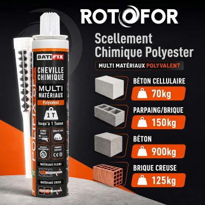 Scellement Chimique Polyester Polifix - 300ML - 2 Canules mélangeuses 2