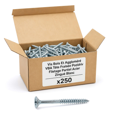 250 vis agglo tête fraisée pozidriv Ailette Cutting filetage partiel - Diamètre 5 mm