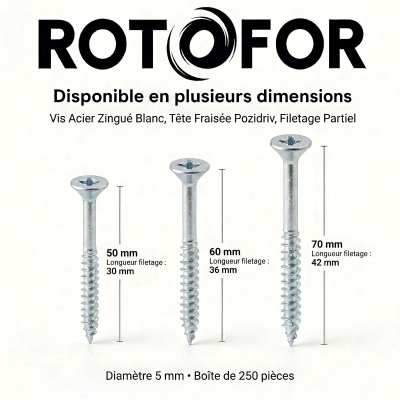 250 vis agglo tête fraisée pozidriv Ailette Cutting filetage partiel - Diamètre 5 mm 2