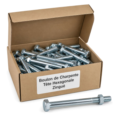 25 Boulons de Charpente tête hexagonale zingués - diamètre 16 mm