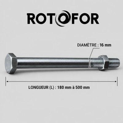 25 Boulons de Charpente tête hexagonale zingués - diamètre 16 mm 2