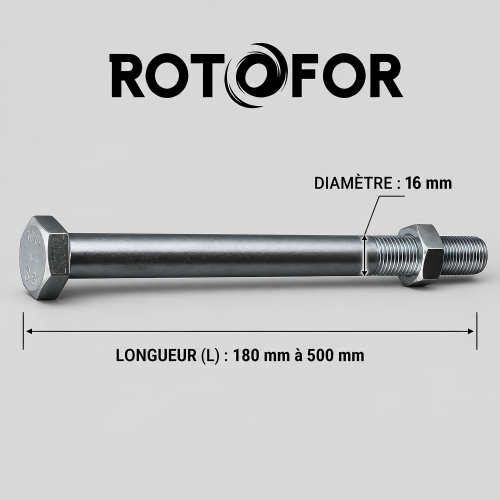 25 Boulons de Charpente tête hexagonale zingués - diamètre 16 mm