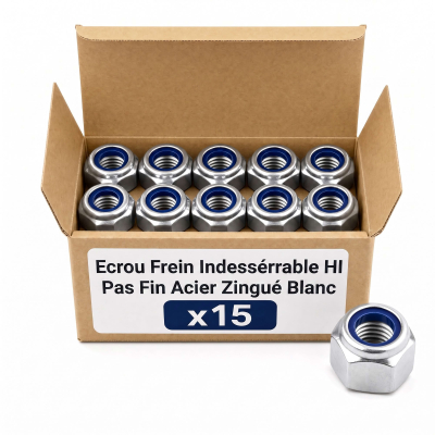 15 écrous nylstops type DIN985 pas fin D20x 150