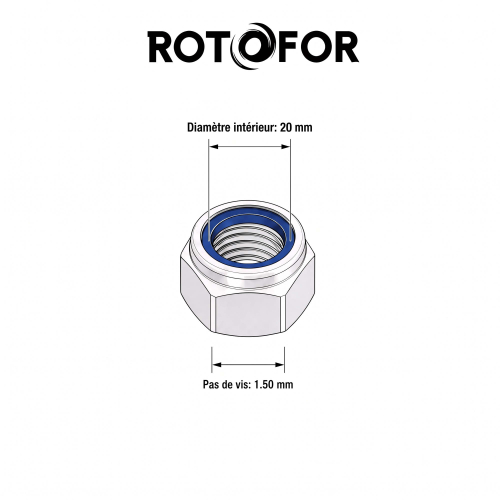 15 écrous nylstops type DIN985 pas fin D20x 150