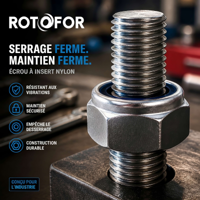 100 écrous nylstops type DIN985 pas fin D8 x100