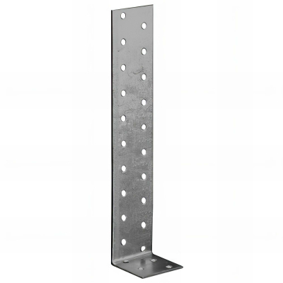 Équerre d'Ancrage à Sceller Béton pour Poteau Bois et Charpente - Acier Galvanisé Z275 DX51D - 400 x 40 x 40 x 2,0 mm