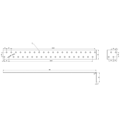 Équerre d'Ancrage à Sceller Béton pour Poteau Bois et Charpente - Acier Galvanisé Z275 DX51D - 400 x 40 x 40 x 2,0 mm