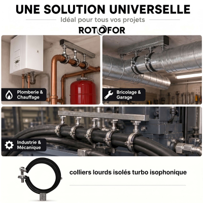 100 colliers lourds turbo isophoniques M8 - 1 vis