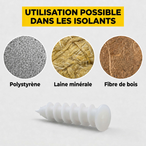 25 Chevilles pour fixation directe dans les isolants polystyrène - D. 25 x 57 mm - Embout Torx T40