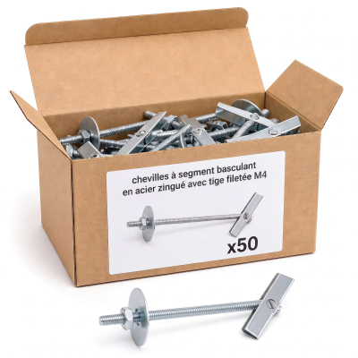 50 chevilles fixation à segment basculant avec tige filetée M4 mm (D. 14 mm) - BAESM04 - Index