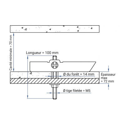 50 chevilles fixation à segment basculant avec tige filetée M5x100 - Index 2